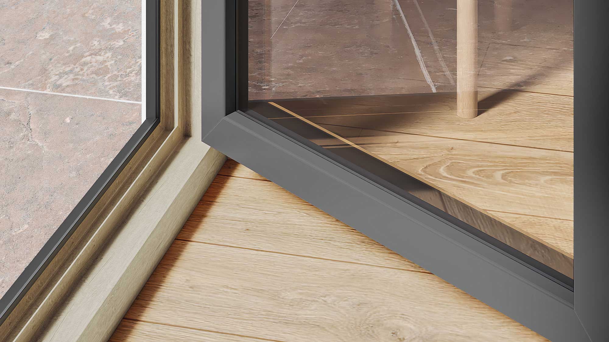 Ventana con foliado doble o bicolor